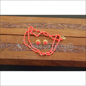 Designer Gold Plated Coral Beads Chain Set M2714 - Necklace Set