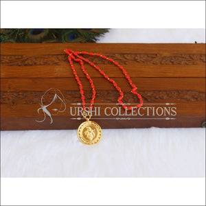 Designer Gold Plated Coral Krishna Pendant Chain M2959 - Necklace Set