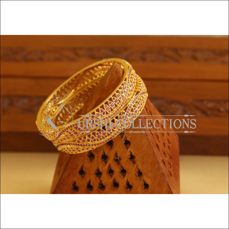 Designer Gold Plated CZ Bangles M1935 - 2.4