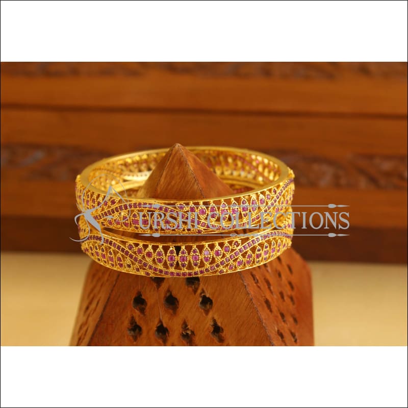 Designer Gold Plated CZ Bangles M1935 - 2.4