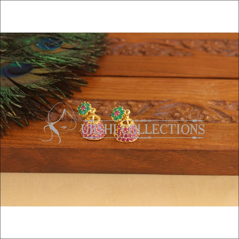 Designer Gold Plated CZ Earrings M2946 - EARRINGS