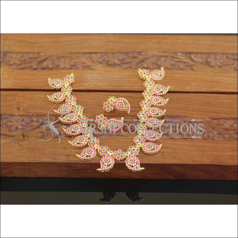 Designer Gold Plated CZ Mango Necklace Set M2657 - Necklace Set