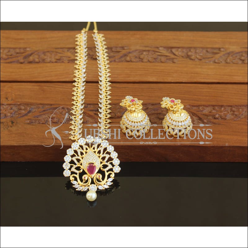 Designer Gold Plated CZ Mango Necklace Set M2664 - Necklace Set