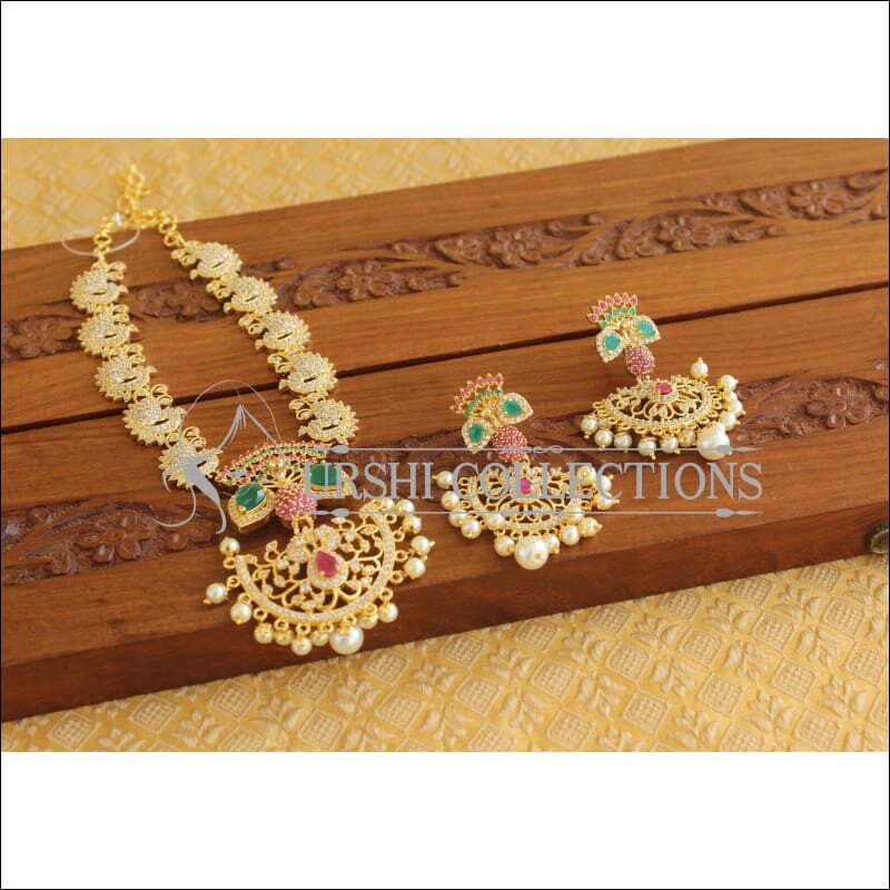 One gram gold earrings with ruby stones peacock design – Swarnakshi Jewels