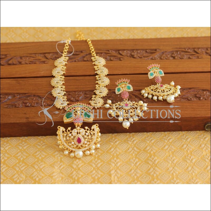Designer Gold Plated CZ Necklace Set M1964 - Necklace Set