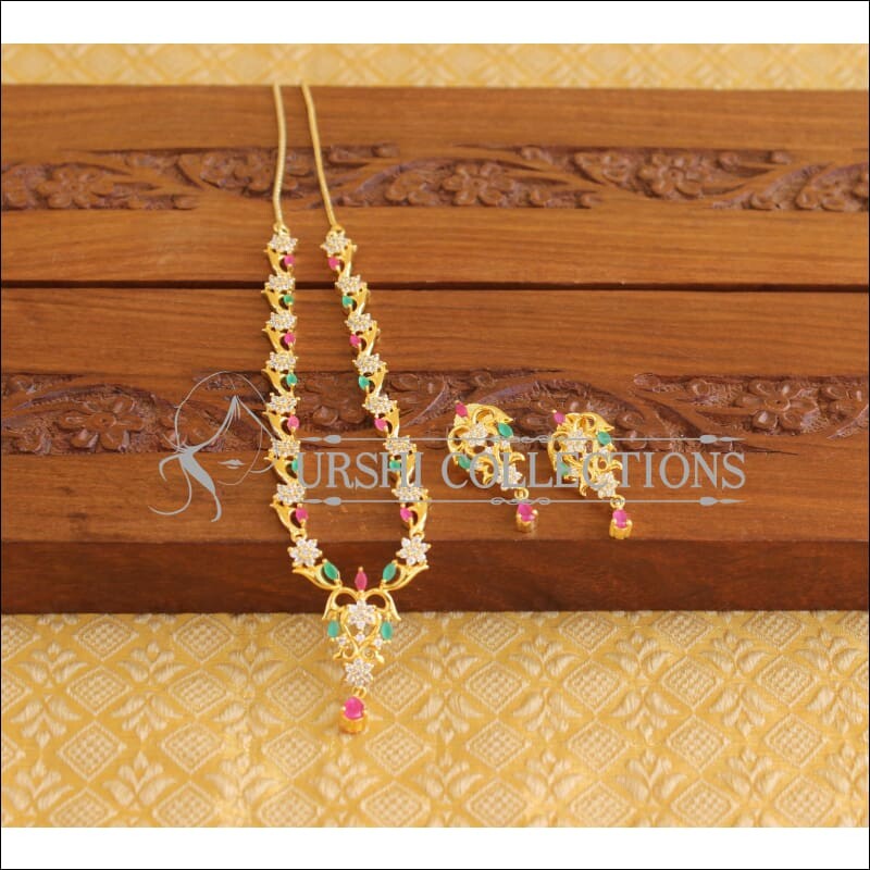 Designer Gold Plated CZ Necklace Set M1968 - Necklace Set