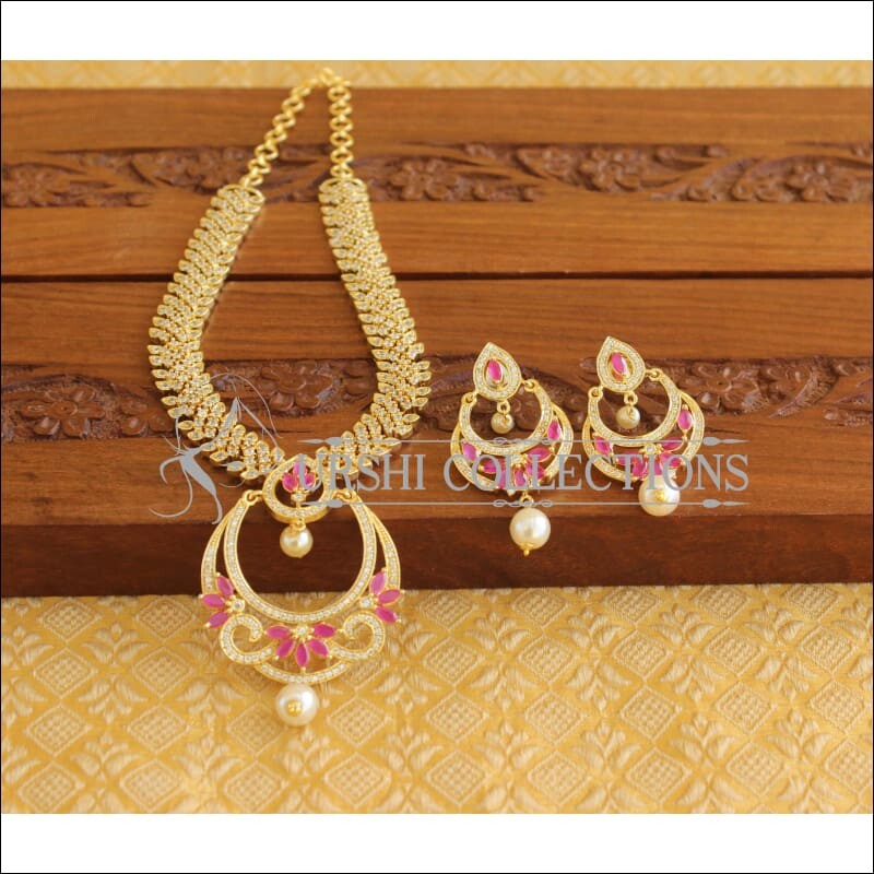 Designer Gold Plated CZ Necklace Set M1973 - Necklace Set