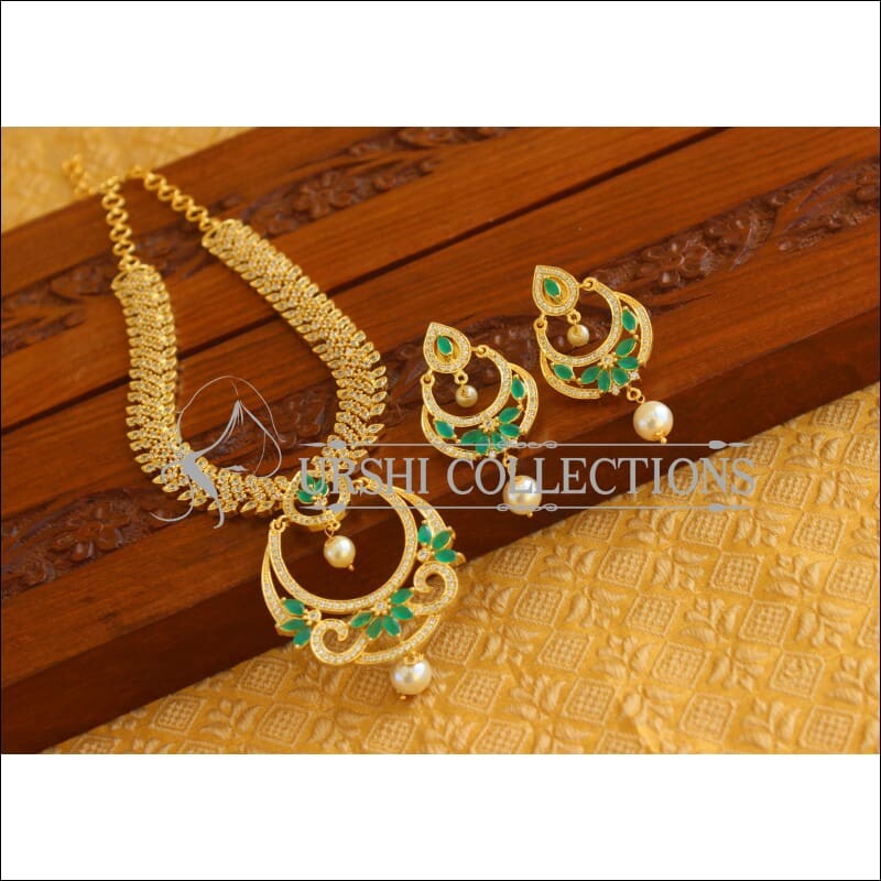Designer Gold Plated CZ Necklace Set M1974 - Necklace Set