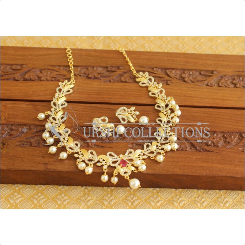 Designer Gold Plated CZ Necklace Set M1975 - Necklace Set