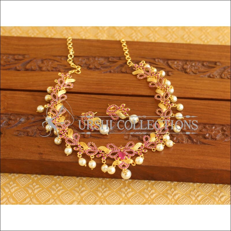 Designer Gold Plated CZ Necklace Set M1976 - Necklace Set