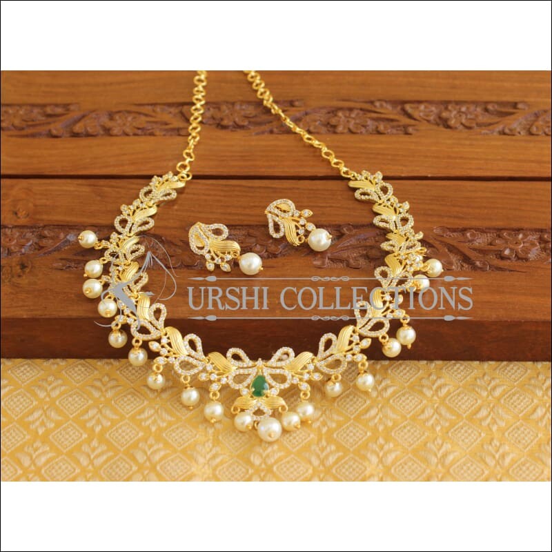 Designer Gold Plated CZ Necklace Set M1977 - Necklace Set