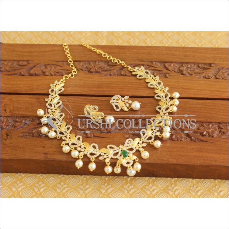 Designer Gold Plated CZ Necklace Set M1977 - Necklace Set