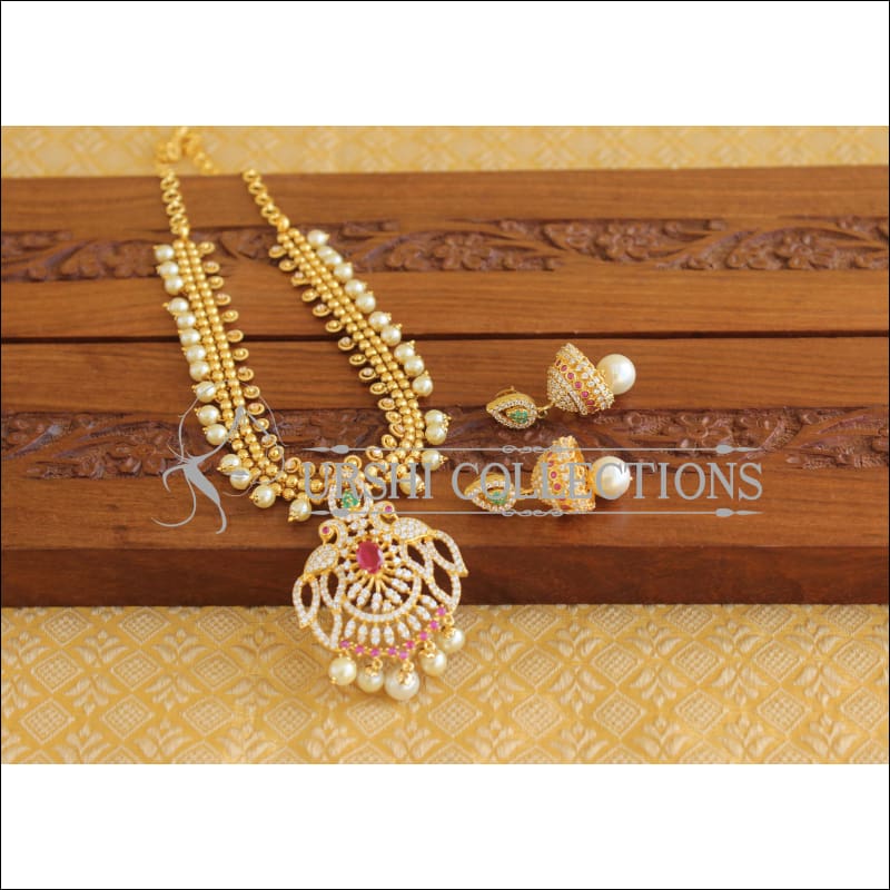Designer Gold Plated CZ Necklace Set M1987 - Necklace Set