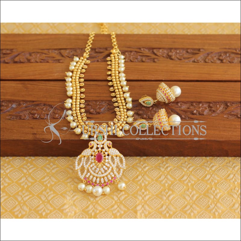 Designer Gold Plated CZ Necklace Set M1987 - Necklace Set