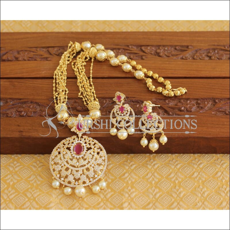Designer Gold Plated CZ Necklace Set M1988 - Necklace Set