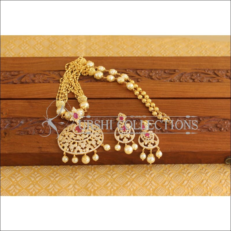 Designer Gold Plated CZ Necklace Set M1988 - Necklace Set