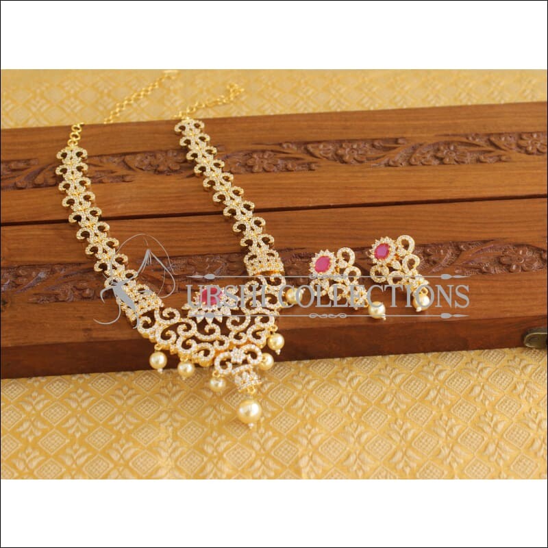 Designer Gold Plated CZ Necklace Set M1989 - Necklace Set