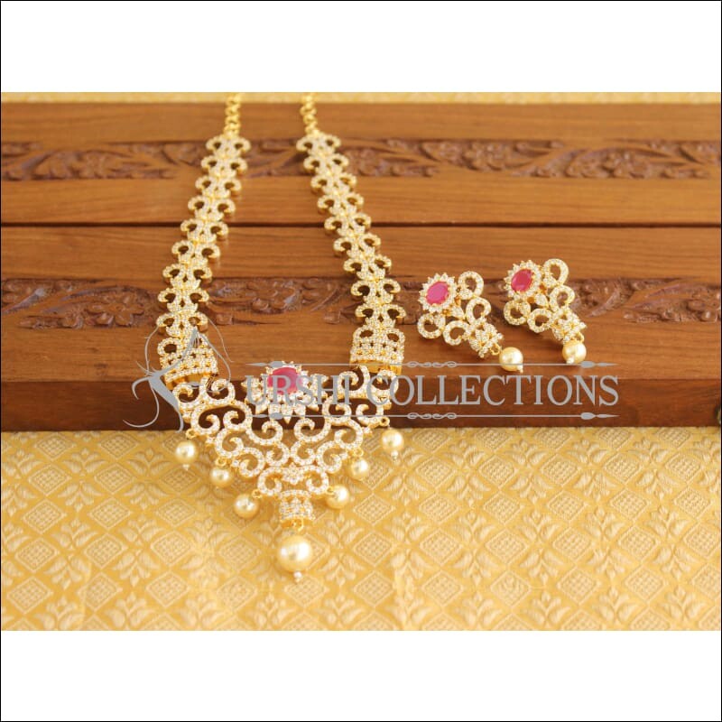 Designer Gold Plated CZ Necklace Set M1989 - Necklace Set