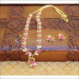 Designer Gold plated CZ Necklace set M825 - pink - Necklace Set