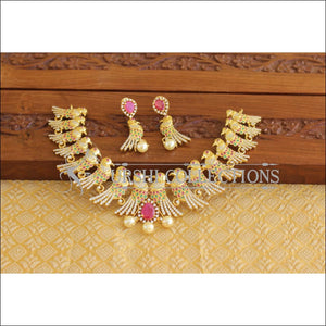 Designer Gold Plated CZ Parrot Necklace Set M1986 - Necklace Set