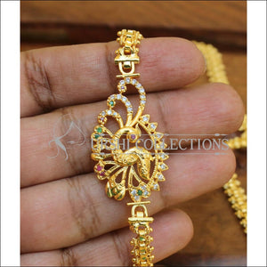 DESIGNER GOLD PLATED CZ PEACOCK MOPPU CHAIN UTV830 - Moppu chain