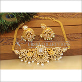 Designer Gold plated CZ Peacock Necklace set M1223 - white - Necklace Set