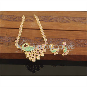 Designer Gold Plated CZ Peacock Necklace Set M2658 - Necklace Set