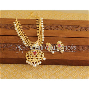 Designer Gold Plated CZ Pearl Necklace Set M1967 - Necklace Set