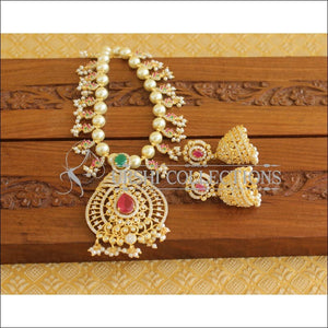 Designer Gold Plated CZ Pearl Necklace Set M1969 - Necklace Set
