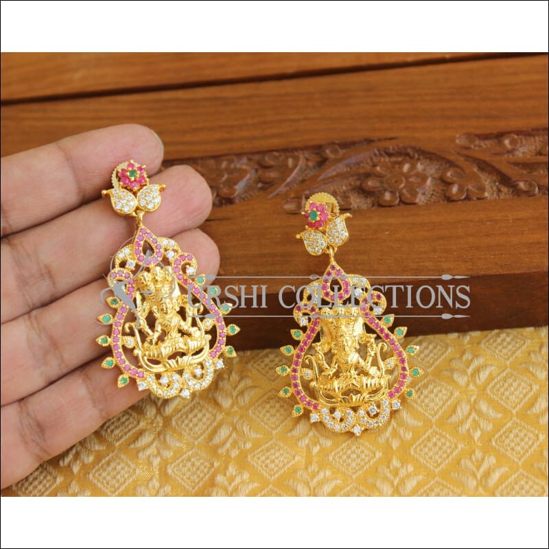 Designer Gold Plated CZ Temple Earrings M1991 - Earrings