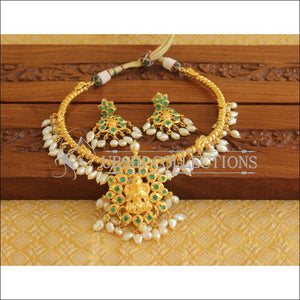 Designer Gold Plated CZ Temple Mango Necklace Set M1978 - Necklace Set
