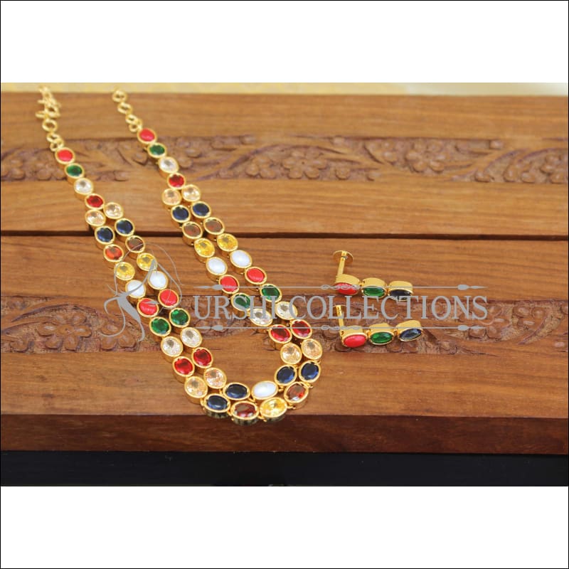 Designer Gold Plated Double Layer Stone Necklace Set M2490 - Necklace Set