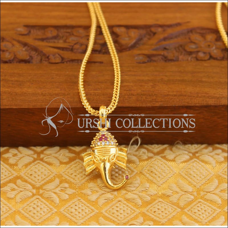 Designer gold plated GaneshaTemple pendant M1148 - Pendant Set