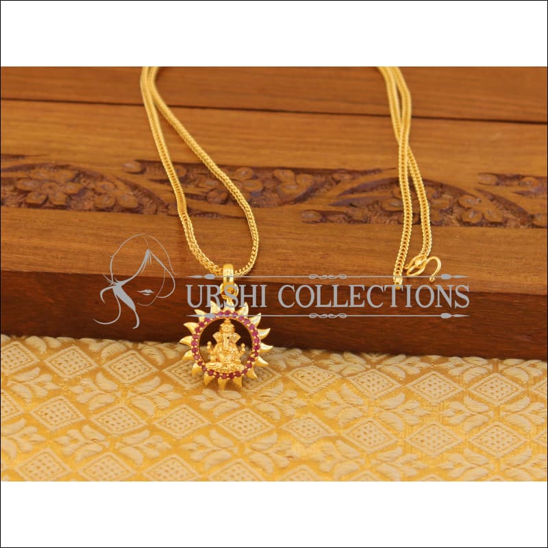 Designer gold plated GaneshaTemple pendant M1150 - Pendant Set