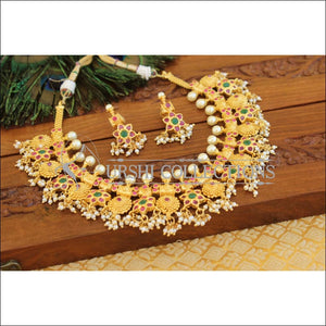 Designer Gold plated gutta pusalu necklace M1199 - Necklace Set