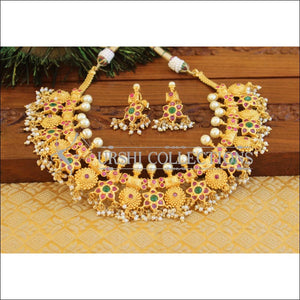 Designer Gold plated gutta pusalu necklace M1199 - Necklace Set