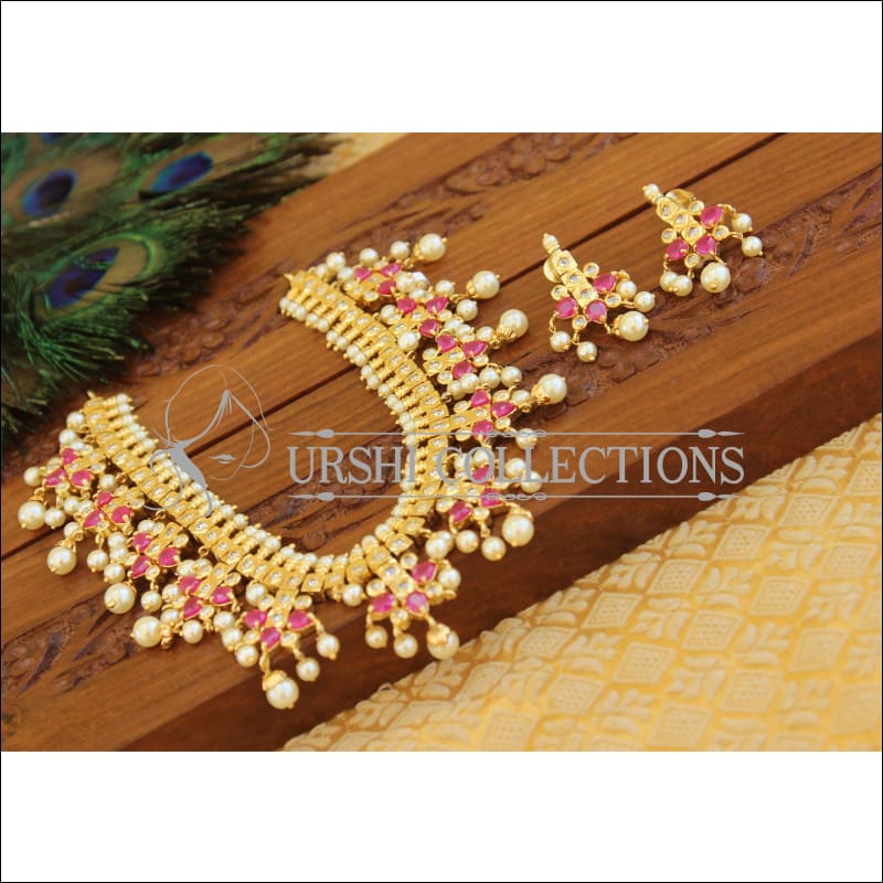Designer Gold plated Gutta pusalu necklace set M1202 - Necklace Set