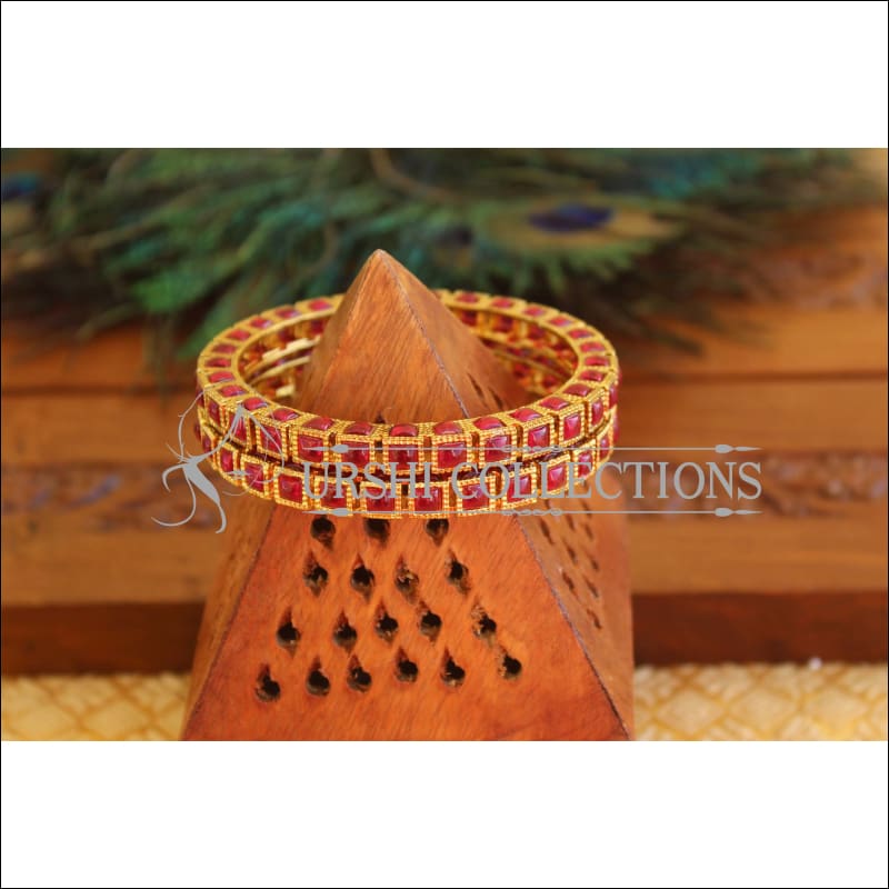 Designer Gold Plated Kempu Bangles M1736 - 2.6 - Bangles