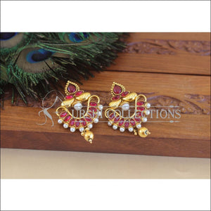 Designer Gold Plated Kempu Earrings M2919 - Earrings