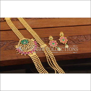 Designer Gold Plated Kempu Layer Necklace Set M2719 - Necklace Set