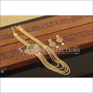 Designer Gold Plated Kempu Layer Necklace Set M2719 - Necklace Set