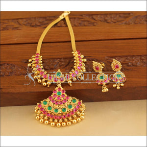 Designer Gold plated Kempu Necklace M1189 - Necklace Set