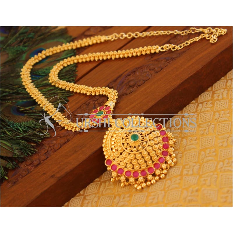 Designer Gold Plated Kempu Necklace M857 - Necklace Set
