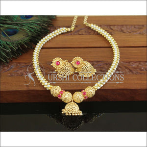Designer Gold Plated Kempu Necklace Set M1162 - Necklace Set