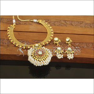 Designer Gold Plated Kempu Necklace Set M2640 - Necklace Set