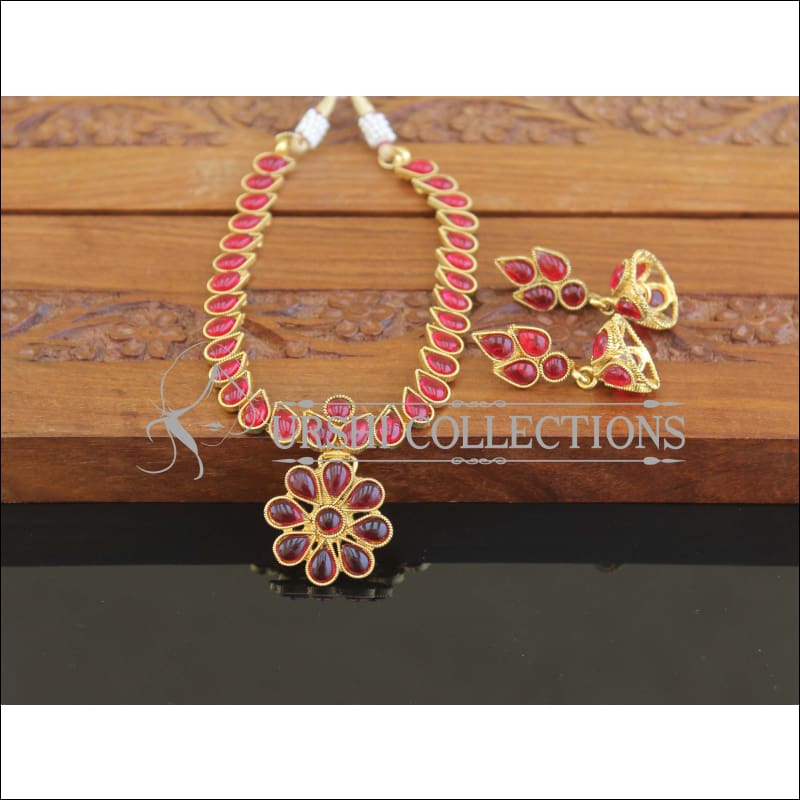 Designer Gold Plated Kempu Necklace Set M2641 - Necklace Set