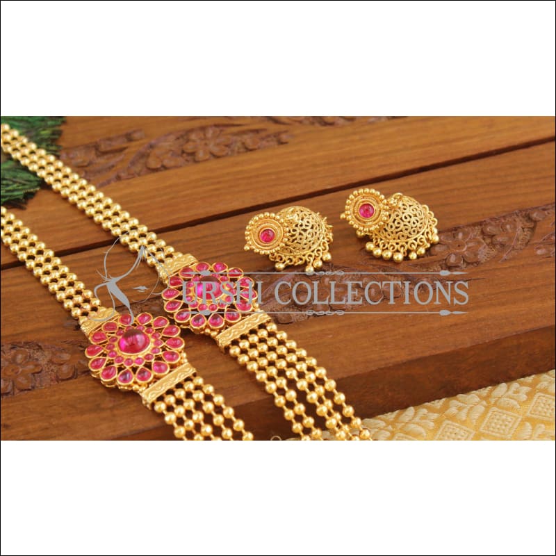 Designer Gold Plated Kempu Necklace Set M849 - Necklace Set
