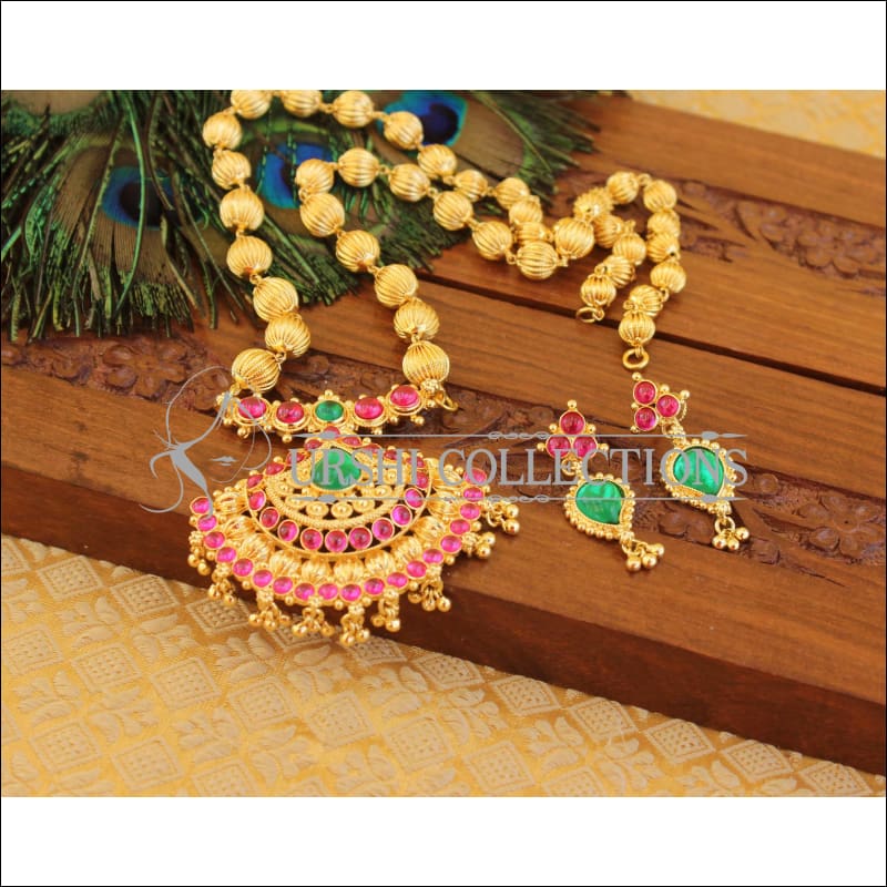 Designer Gold Plated Kempu Necklace Set M851 - Necklace Set
