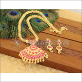Designer Gold Plated Kempu Necklace Set M852 - pink - Necklace Set