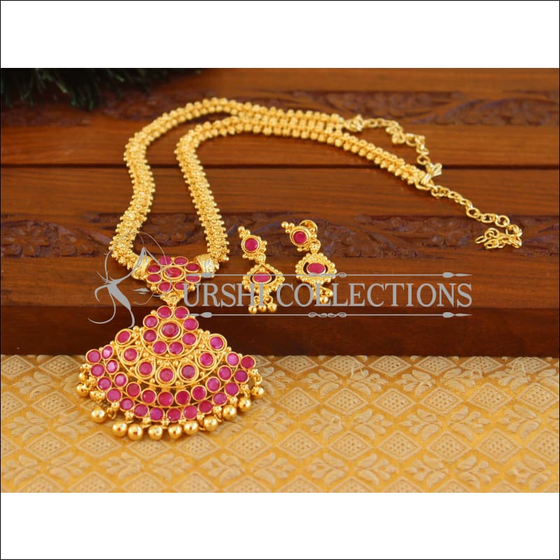 Designer Gold Plated Kempu Necklace Set M852 - Necklace Set